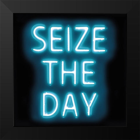 Neon Seize The Day AB Black Modern Wood Framed Art Print by Carr, Hailey