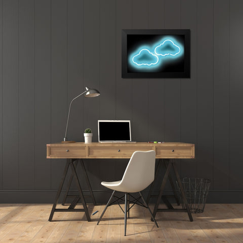 Neon Clouds AB Black Modern Wood Framed Art Print by Carr, Hailey