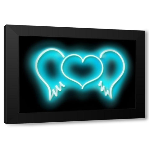 Neon Heart Wings AB Black Modern Wood Framed Art Print with Double Matting by Carr, Hailey