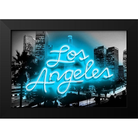 Neon Los Angeles AB Black Modern Wood Framed Art Print by Carr, Hailey