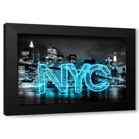 Neon New York City AB Black Modern Wood Framed Art Print by Carr, Hailey