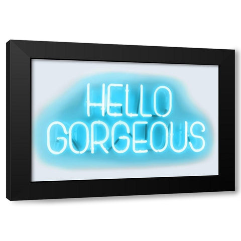 Neon Hello Gorgeous AW Black Modern Wood Framed Art Print with Double Matting by Carr, Hailey