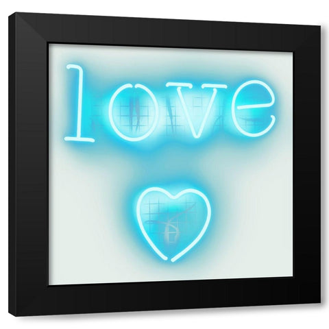 Neon Love Heart AW Black Modern Wood Framed Art Print with Double Matting by Carr, Hailey