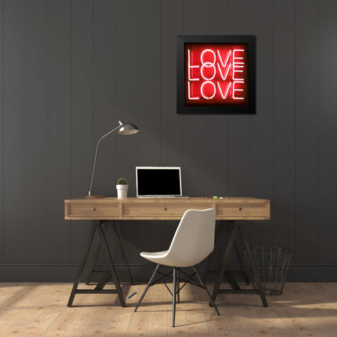 Neon Love Love Love RB Black Modern Wood Framed Art Print by Carr, Hailey