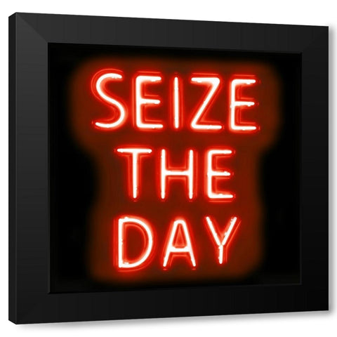 Neon Seize The Day RB Black Modern Wood Framed Art Print with Double Matting by Carr, Hailey