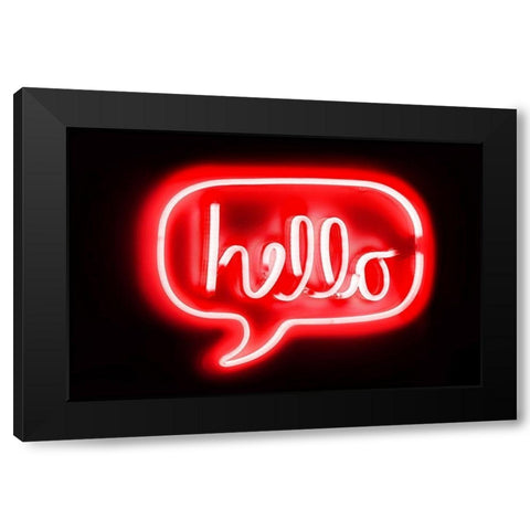 Neon Hello RB Black Modern Wood Framed Art Print with Double Matting by Carr, Hailey
