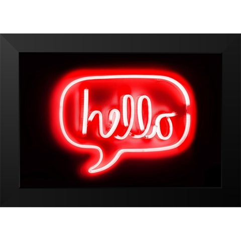 Neon Hello RB Black Modern Wood Framed Art Print by Carr, Hailey