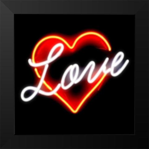 Neon Love RB Black Modern Wood Framed Art Print by Carr, Hailey