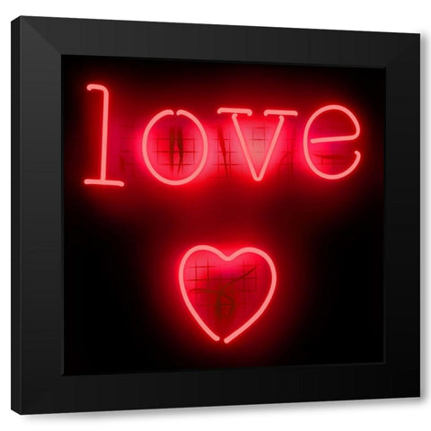 Neon Love Heart RB Black Modern Wood Framed Art Print by Carr, Hailey