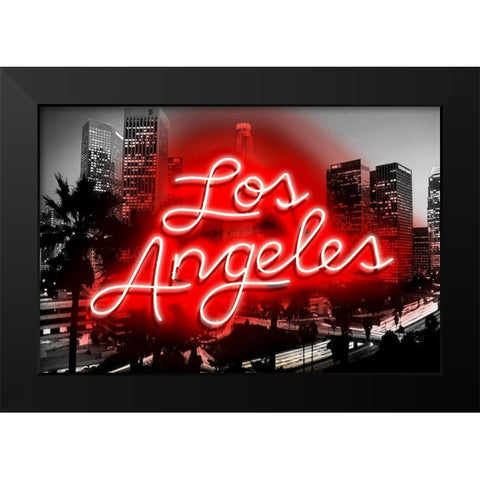 Neon Los Angeles RB Black Modern Wood Framed Art Print by Carr, Hailey