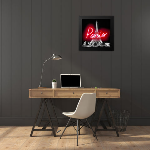 Neon Paris RB Black Modern Wood Framed Art Print by Carr, Hailey