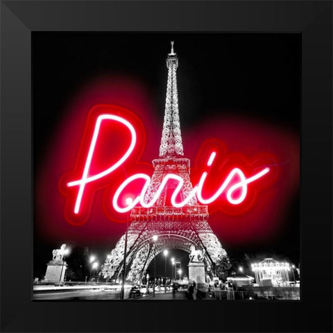 Neon Paris RB Black Modern Wood Framed Art Print by Carr, Hailey