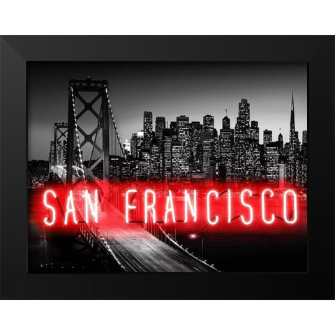 Neon San Francisco RB Black Modern Wood Framed Art Print by Carr, Hailey