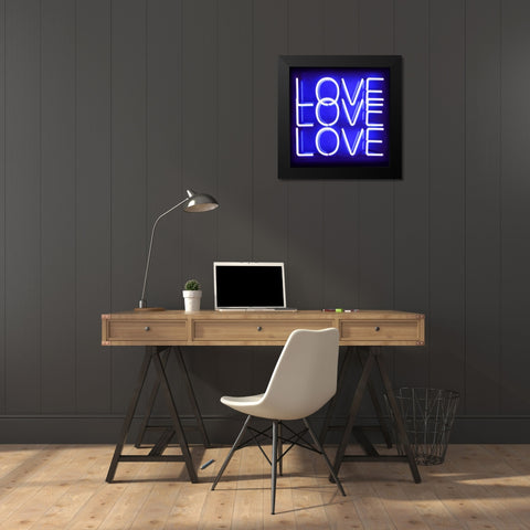 Neon Love Love Love BB Black Modern Wood Framed Art Print by Carr, Hailey