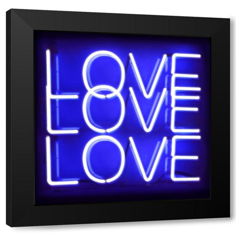 Neon Love Love Love BB Black Modern Wood Framed Art Print by Carr, Hailey