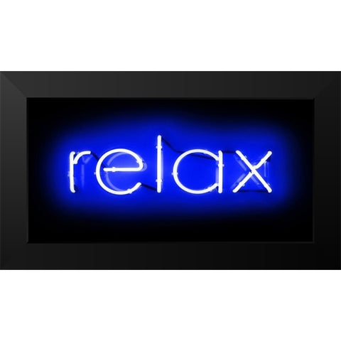 Neon Relax BB Black Modern Wood Framed Art Print by Carr, Hailey