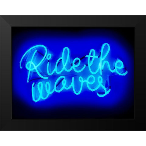 Neon Ride The Waves BB Black Modern Wood Framed Art Print by Carr, Hailey