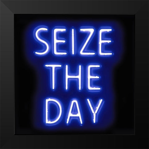 Neon Seize The Day BB Black Modern Wood Framed Art Print by Carr, Hailey