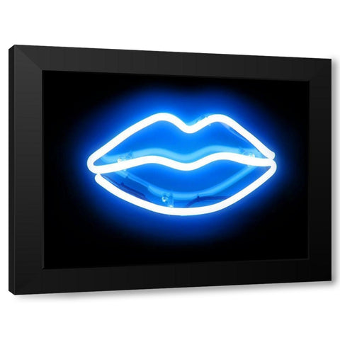 Neon Lips BB Black Modern Wood Framed Art Print with Double Matting by Carr, Hailey