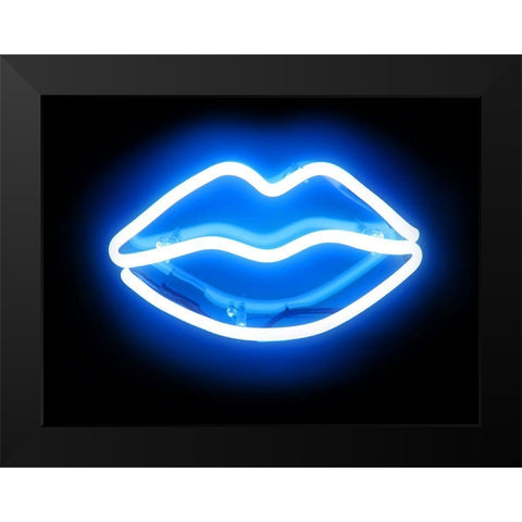 Neon Lips BB Black Modern Wood Framed Art Print by Carr, Hailey