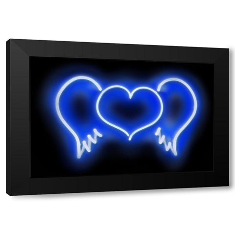 Neon Heart Wings BB Black Modern Wood Framed Art Print by Carr, Hailey