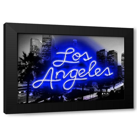 Neon Los Angeles BB Black Modern Wood Framed Art Print with Double Matting by Carr, Hailey