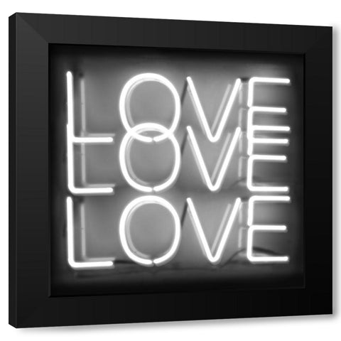 Neon Love Love Love WB Black Modern Wood Framed Art Print by Carr, Hailey