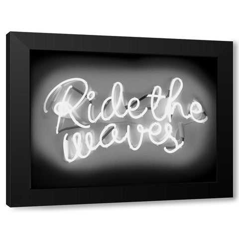 Neon Ride The Waves WB Black Modern Wood Framed Art Print by Carr, Hailey
