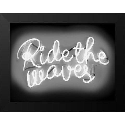 Neon Ride The Waves WB Black Modern Wood Framed Art Print by Carr, Hailey