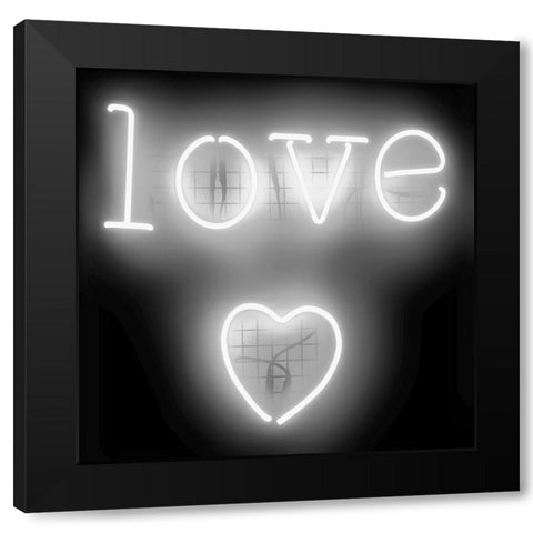 Neon Love Heart WB Black Modern Wood Framed Art Print with Double Matting by Carr, Hailey