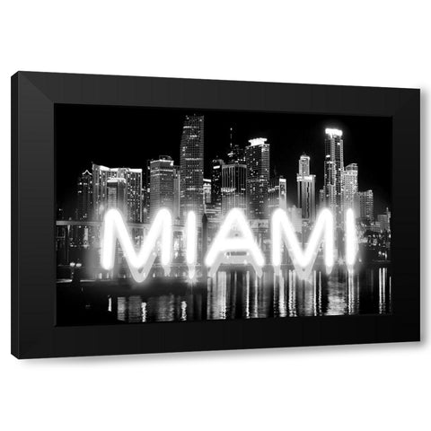 Neon Miami WB Black Modern Wood Framed Art Print by Carr, Hailey