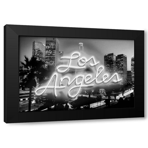 Neon Los Angeles WB Black Modern Wood Framed Art Print by Carr, Hailey