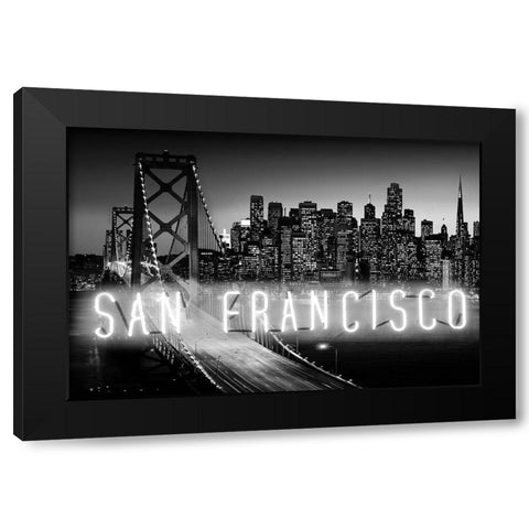Neon San Francisco WB Black Modern Wood Framed Art Print with Double Matting by Carr, Hailey