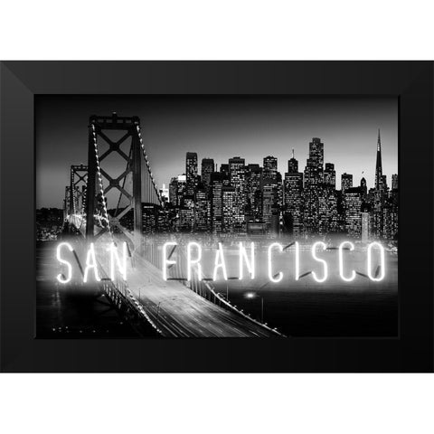 Neon San Francisco WB Black Modern Wood Framed Art Print by Carr, Hailey