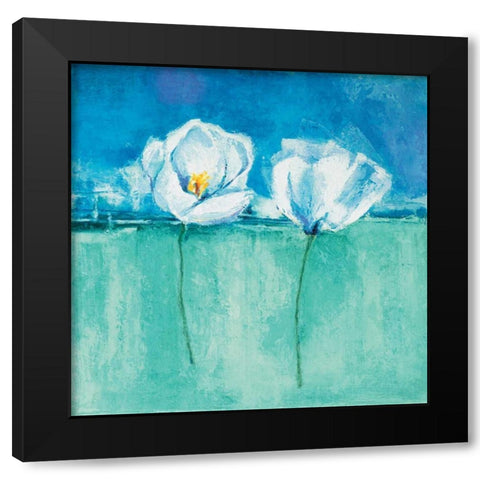 Fleurs d azur II Black Modern Wood Framed Art Print by Herbert, Isabelle