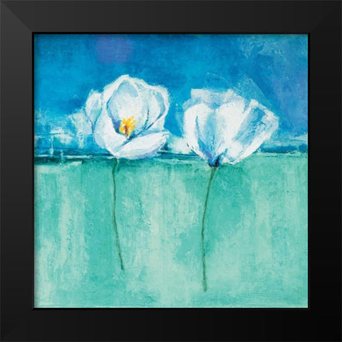 Fleurs d azur II Black Modern Wood Framed Art Print by Herbert, Isabelle