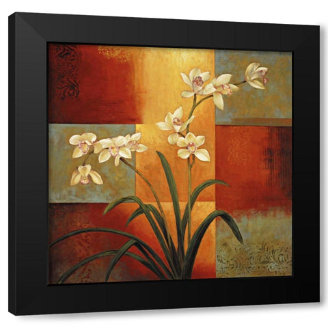 White Orchid Black Modern Wood Framed Art Print with Double Matting by Deveraux, Jill