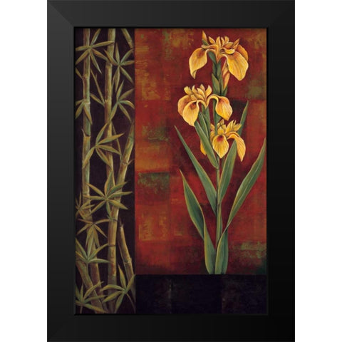 Yellow Iris Black Modern Wood Framed Art Print by Deveraux, Jill