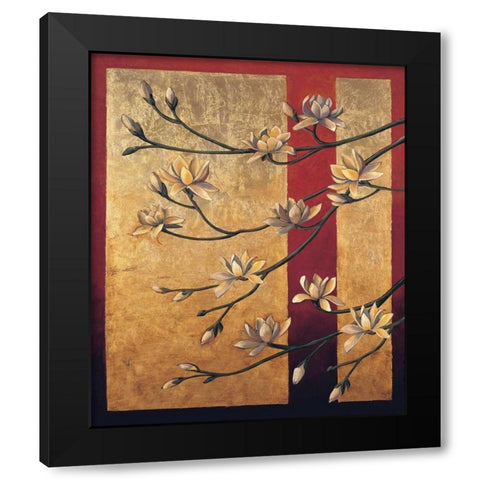 Magnolia Screen Black Modern Wood Framed Art Print with Double Matting by Deveraux, Jill