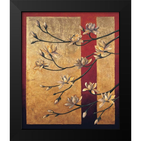 Magnolia Screen Black Modern Wood Framed Art Print by Deveraux, Jill