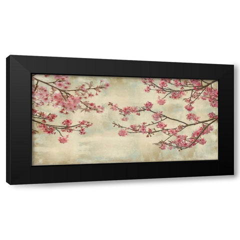 Cherry Blossoms Black Modern Wood Framed Art Print by Seba, John