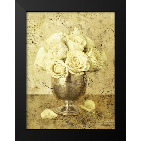 Golden Roses I Black Modern Wood Framed Art Print by Seba, John