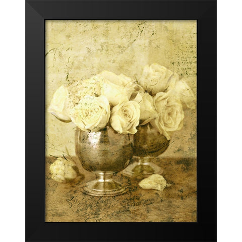 Golden Roses II Black Modern Wood Framed Art Print by Seba, John