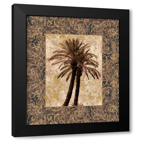 Palm Collage I Black Modern Wood Framed Art Print with Double Matting by Seba, John
