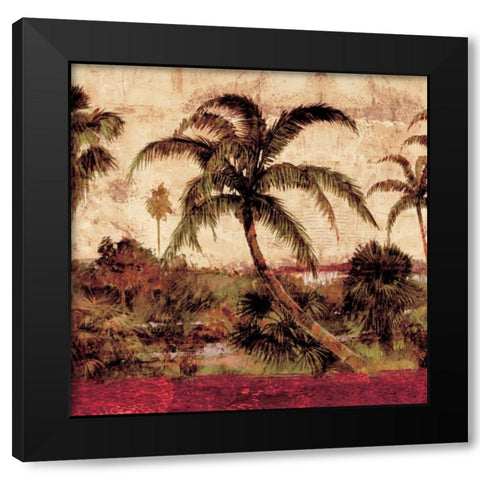 Palmas I Black Modern Wood Framed Art Print with Double Matting by Seba, John