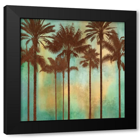 Aqua Palms II Black Modern Wood Framed Art Print with Double Matting by Seba, John