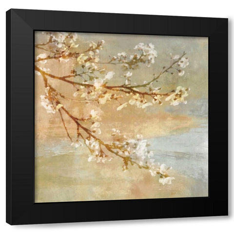 Blossoms OnThe Pond I Black Modern Wood Framed Art Print with Double Matting by Seba, John