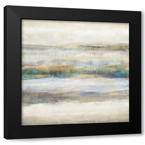 Linear Motion Aqua Black Modern Wood Framed Art Print with Double Matting by Blake, Jaden