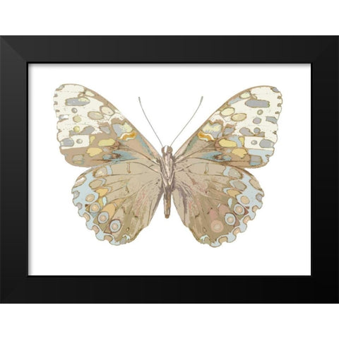 Butterfly in Taupe and Blue Black Modern Wood Framed Art Print by Bosco, Julia