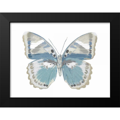 Butterfly in Green and Indigo Black Modern Wood Framed Art Print by Bosco, Julia